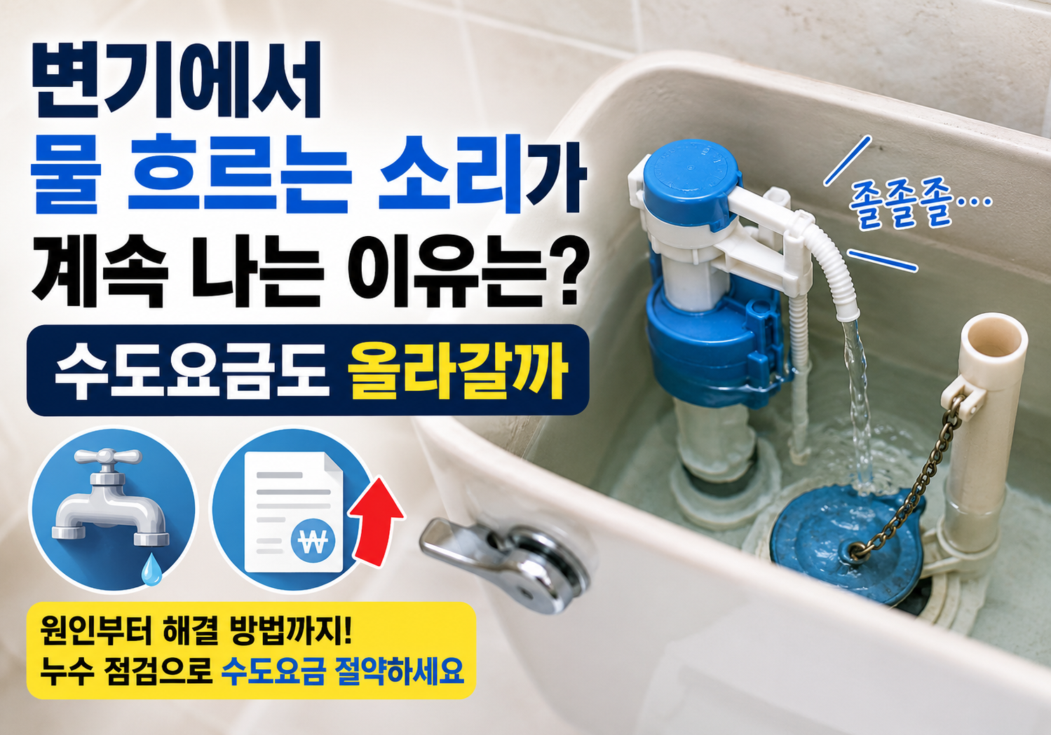 변기에서 물 흐르는 소리가 계속 나는 이유는? 수도요금도 올라갈까