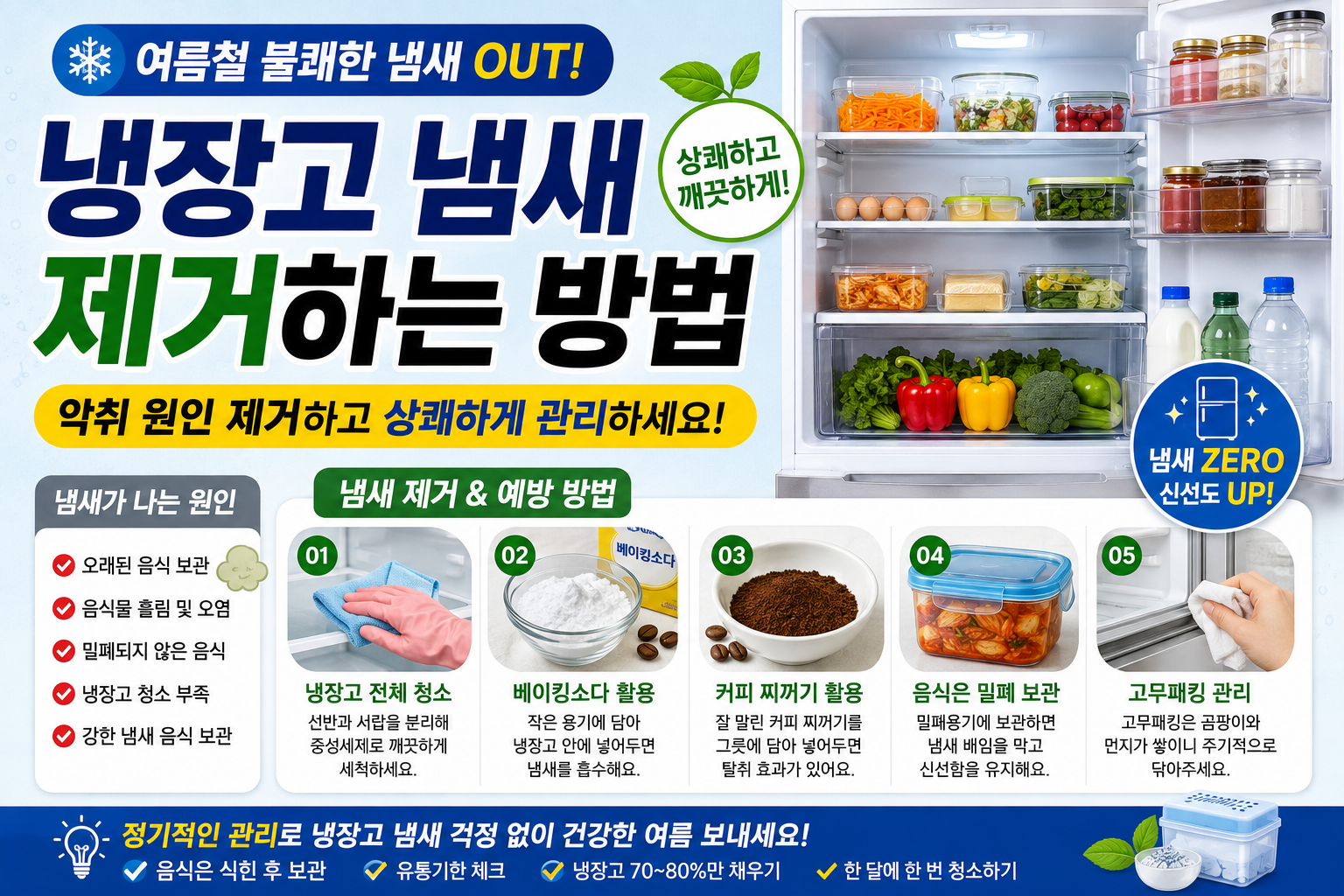여름철 냉장고 냄새 제거하는 방법