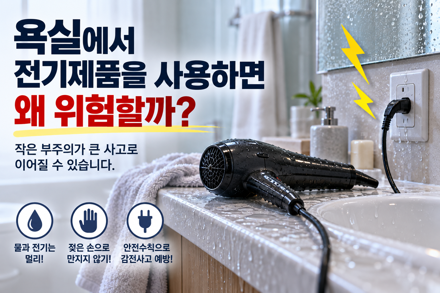 욕실에서 전기제품을 사용하면 왜 위험할까? 감전사고 예방법